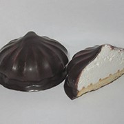 Печенье сахарное Ностальжи с зефиром в тёмной шоколадной глазури фото