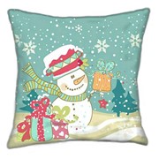Декоративная подушка Снеговик с подарками фото