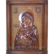 Икона деревянная резная Владимирской Божией Матери фото
