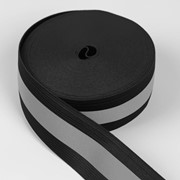 Светоотражающая лента-резинка, 40 мм, 10 ± 1 м, цвет чёрный