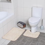 Набор ковриков для ванны и туалета Доляна «Грация», 2 шт: 40×50, 50×80 см, цвет бежевый фото