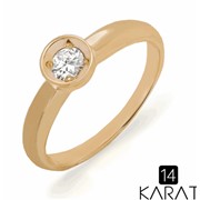 Золотое кольцо с бриллиантом 0,15 карат (Код: 13016) фото