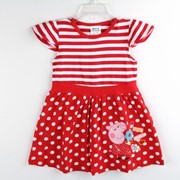 Одежда для девочек Wholesale Nova brand baby girl dress peppa pig striped and polka dots new fashion 2014 summer baby active 100% cotton clothing, код 1860567693 фото