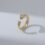 Кольцо 'Пантера' голова, цвет золото, безразмерное фото