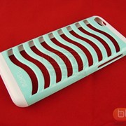 Накладка iPhone 5C Волна (пластик) бирюзовый с белым 72006m фото