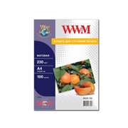 Фотопапір WWM, матовий 230 г/м, A4, 100л (M230.100)
