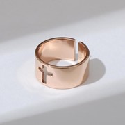 Кольцо 'Крест' полость, цвет розовое золото, безразмерное фото
