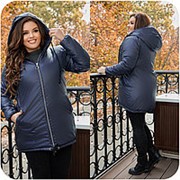 Теплая женская куртка темно-синяя с капюшоном больших размеров (6 цветов) НФ/-16296 фото