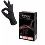 Перчатки нитриловые BENOVY (50 пар) черные фотография