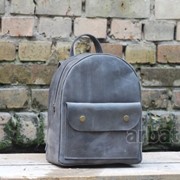 Миниатюрный рюкзак с карманом P013s Серый Кожа Украина фото