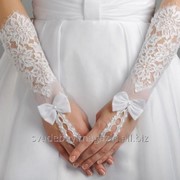 Перчатки свадебные №205, белый (средней длины) фото