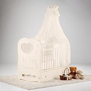 Кровать Островок уюта “Слоненок“ поперечный маятник, ящик, декор кристаллы Swarovski, цвет айвори фото