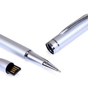 USB-флешка на 32 Гб в виде ручки с мини чипом, серебро фотография