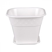 Кашпо “София“ 3л. с поддоном квадратное (белый) фото