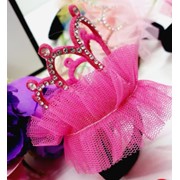 Резинка для волос нарядная корона 1 шт ярко-розовая фото