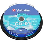 Компакт диск CD-R 700мБ Verbatim Datalife в тубе 10шт. фото