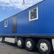 Бытовка-вагончик 8х2.4 м, синий профнастил, два окна фотография