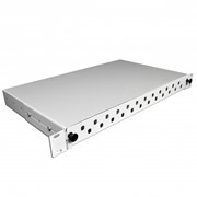 Патч-панель 24 порта ST/FC, пустая, кабельные вводы для 6xPG13.5 и 6xPG16, 1U, серая фото