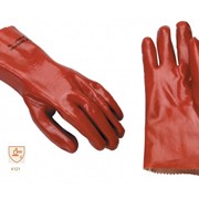 Перчатки рабочие арт. с 31-27 покрытые толстым слоем ПВХ красного цвета. Длина манжета 27 см. фото