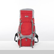 Рюкзак туристический, 65 л, отдел на шнурке, 2 наружных кармана, 2 боковых кармана, цвет серый/красный фотография