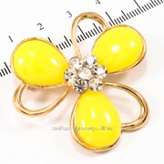 Брошь ''Три сердца'' половины с желтыми камнями, в центре со стразами, ( 4 см) 222151(22) фото