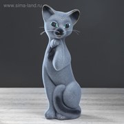 Копилка “Кошка Алиса“, флок, серо-чёрная, 30 см фото