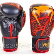 Перчатки боксерские FLEX на липучке VENUM SNAKER (р-р 4-12oz,черно-оранжевый) фото