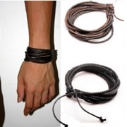 Черный и коричневый плетёная веревка браслет для мужчин фото
