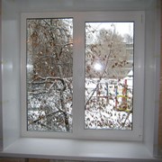 Двухстворчатое окно 1300*1400 с одной поворотно-откидной створкой из немецкого профиля VEKA Euroline (3 камерный) фото