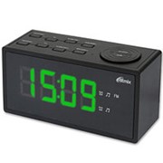 Электронные часы радиоприёмник Ritmix RRC-1212B, цифры 30мм, зелёные, FM, 220В, корпус чёрный