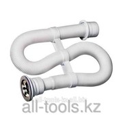 Сифон Зубр Мастер гофрированный для моек и раковин, выпуск - нержавеющая чашка, 0,9м Код:51883-09 фото