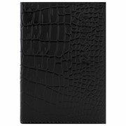 Обложка для паспорта натуральная кожа крокодил, “PASSPORT“, черная, BRAUBERG, 237185 фото