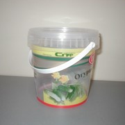 Ведерко герметичное полипропиленовое, объем 1,2 литра, упаковка полипропиленовая для продуктов питания, с контрольной пломбою закрывания фото