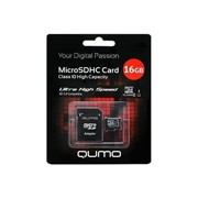 Карта памяти Qumo microSDHC 16Gb Class 10 + SD адаптер (QM16GMICSDHC10) фото