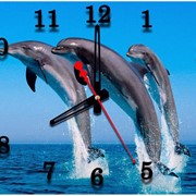 Часы с изображением дельфинов. Размер: 350х250 мм