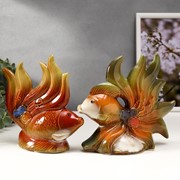 Сувенир керамика “Рыбки с цветами“ набор 2 шт 16х15х5,5, 16х18,5х7,5 см фотография