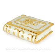 Шкатулка книга с цветами 24х21хН9 см, керамика, декор золото, swarovski EMOZIONI фотография