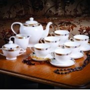 Чайный европейский сервиз на 6 персон Золотая веточка фото