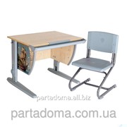 Набор универсальной мебели Дэми: стол СУТ.14-00 клен/серый с рисунком Фрегат, стул СУТ.01 фото