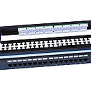 PP3-19-16-8P8C-C6-110D Патч-панель 19", 1U, 16 портов RJ-45, категория 6, Dual IDC, ROHS, цвет черный (задний кабельный организатор в комплекте)