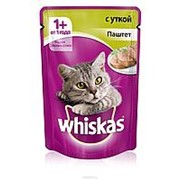 Whiskas 85г пауч Влажный корм для взрослых кошек от 1 года Утка (паштет)