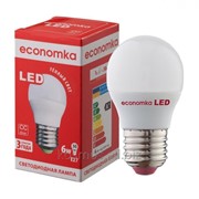 Светодиодная лампа Economka LED G45 6W E27 (шарик) с СС-драйвером, 2800К фотография