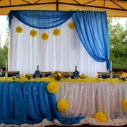Оформление свадьбы в сине - желтом цвете фотография