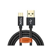 Дата-кабель TOPK Denim Braided Wire USB 2.0 AM/ Micro USB 5V/ 2.4A Черный фото