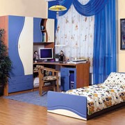 Детская комната Эколь Синий-Ваниль с Кровaть ю фото