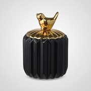 Керамическая Декоративная Черная Банка с Золотистой Крышкой M фото