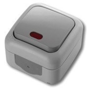 Выключатель 1 откр.с подсв. ВЛАГОЗАЩИТНАЯ СЕРИЯ VIKO СЕРЫЙ PALMIYE фото