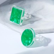 Набор 2 кольца из акрила 'Свежесть', цвет прозрачно-зелёный, безразмерные фотография