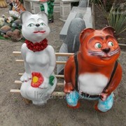 Скульптуры садовые #2307 / Коты на лавочке
