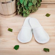 Тапочки для бани, белые, без вышивки фото